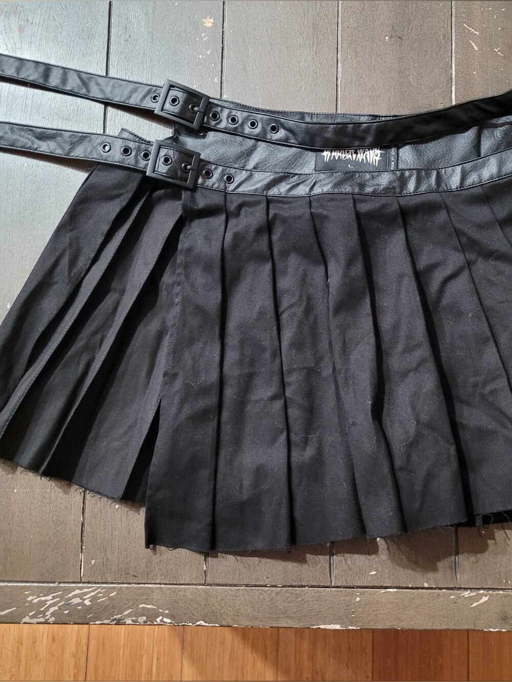 Darker Wavs Distortion Pleated Wrap Skirt